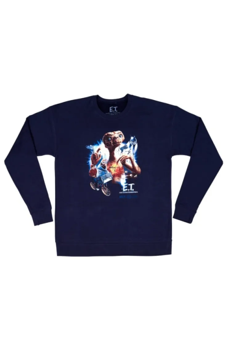 Universal Orlando Resort E.T. Poster Adult Crew Neck Sweatshirt* Adult Outerwear
