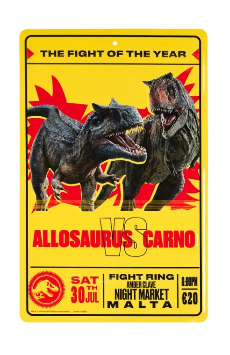 Universal Orlando Resort Jurassic World Malta Fight Night Poster Metal Sign* Home Decorations